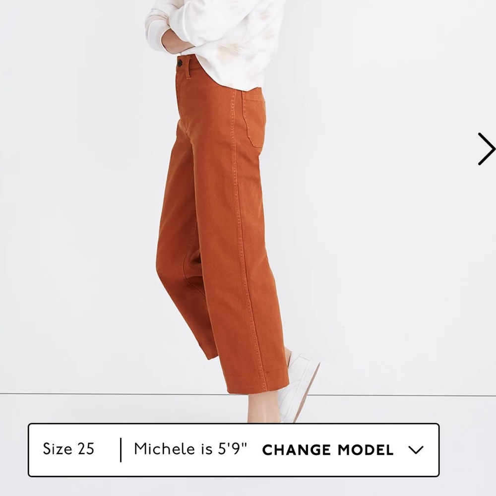 Madewell High Waist Wide Leg Crop Jeans in Orange